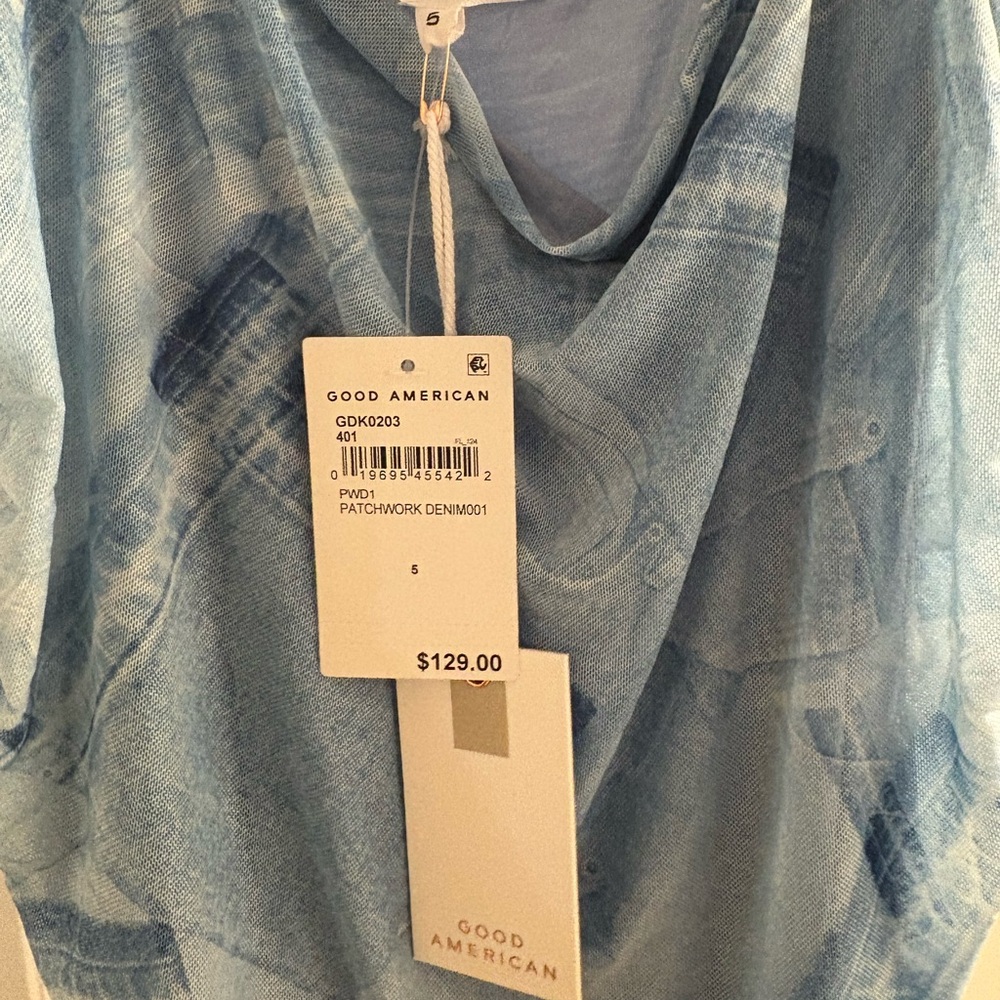 Good American Ruched Mesh Midi Dress In Patchwork - Picture 3 of 7